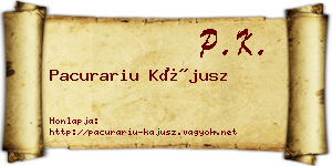 Pacurariu Kájusz névjegykártya